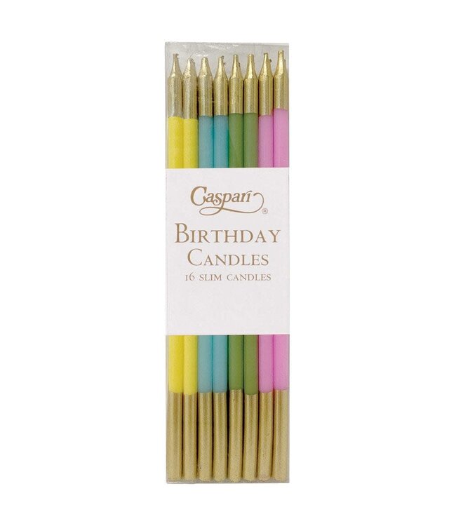 Birthday Slims Birthday Candles In Mixed Pastels - Sold as Set