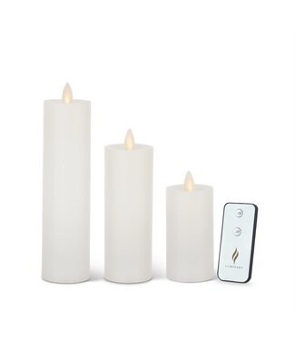 White Wax Luminara Slim Indoor Pillar Candles