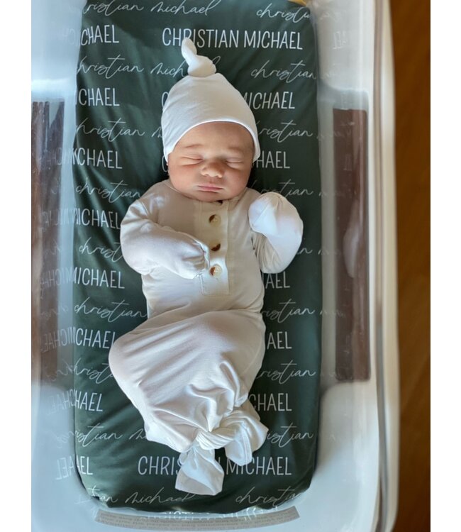 Newborn Knotted Baby Gown and Hat Set