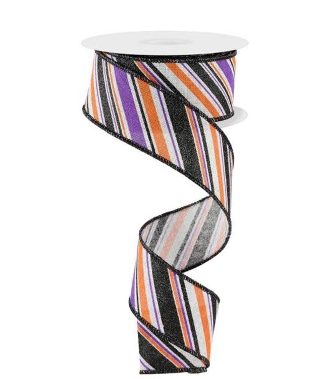 1.5" x 10yd Diagonal Stripe Ribbon