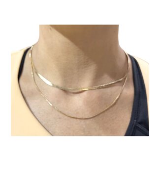Gold Two Layers Herringbone Necklace
