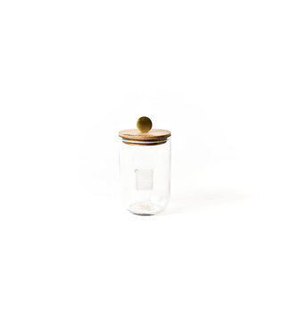 HAPPY EVERYTHING Small Mini Wooden Lid Glass Jar