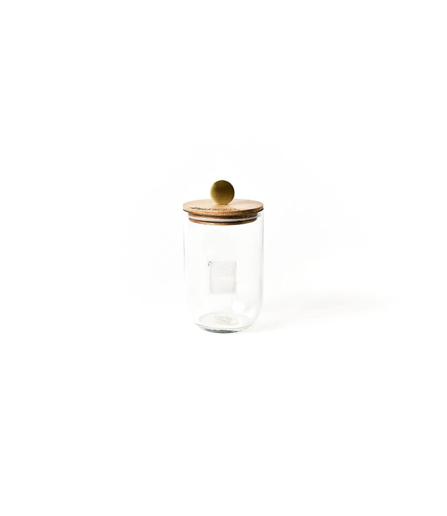 HAPPY EVERYTHING Small Mini Wooden Lid Glass Jar