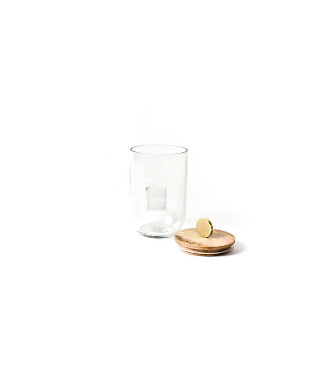 HAPPY EVERYTHING Small Mini Wooden Lid Glass Jar