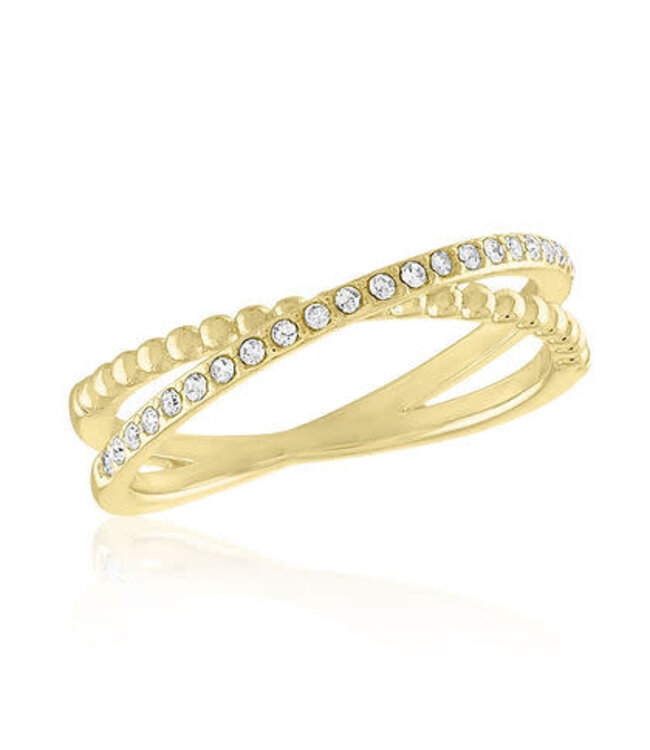 CZ Crossover Gold Layers Ring