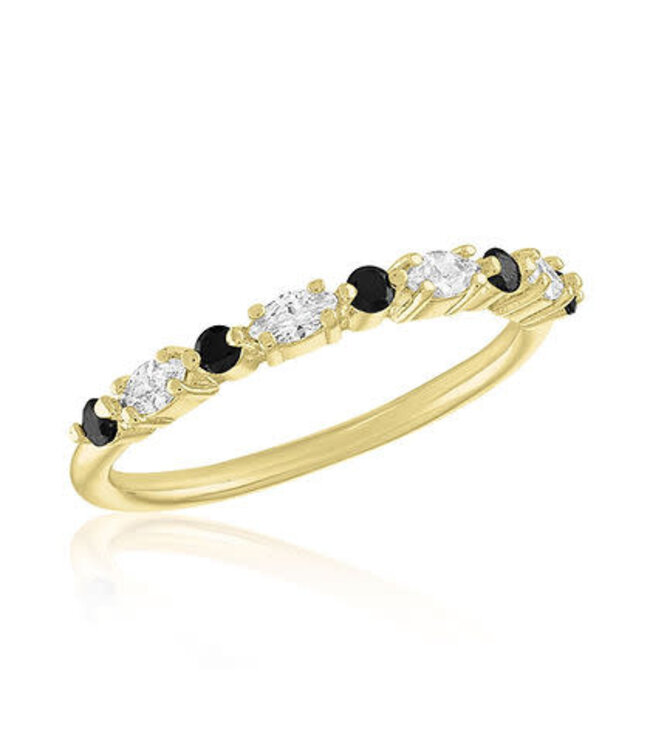 CZ & Jet Black Sequenced Gold Layers Ring