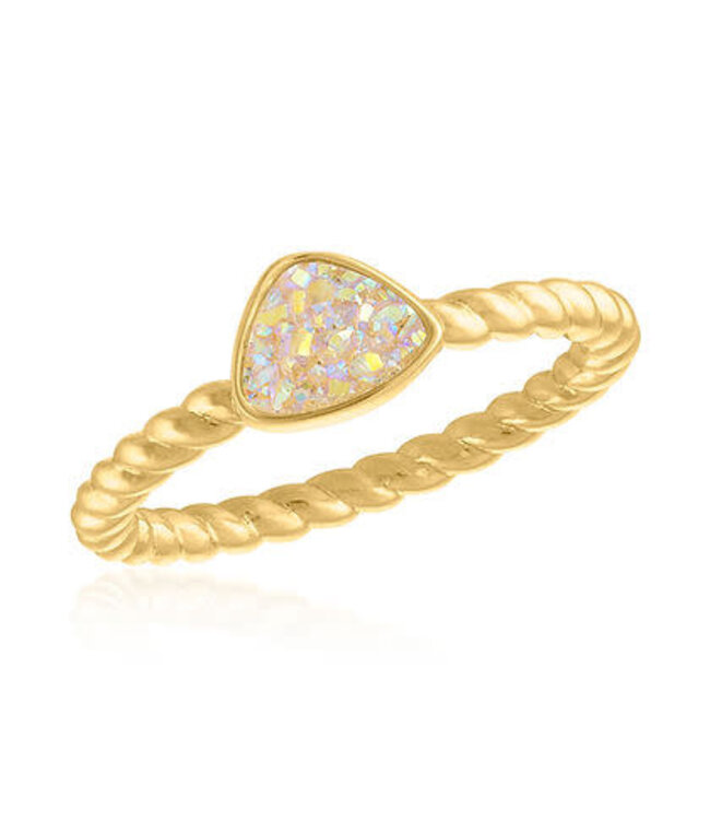 AB Triangle Druzy Gold Layer Ring