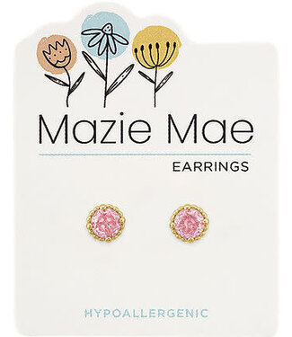 Gold Beaded Rose Stud Mazie Mae Earring