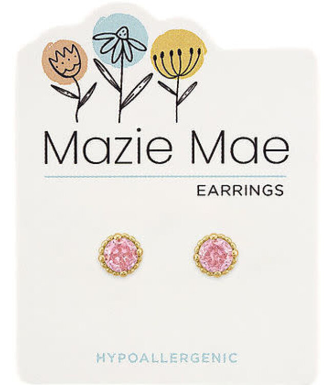 Gold Beaded Rose Stud Mazie Mae Earring