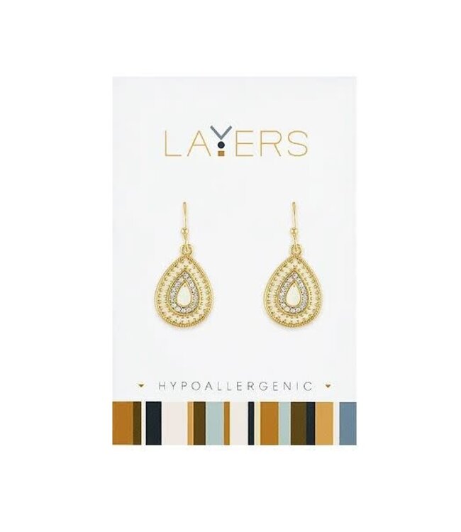 Gold Boho Teardrop CZ Dangle Layers Earrings