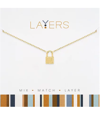 Gold Padlock Layers Necklace