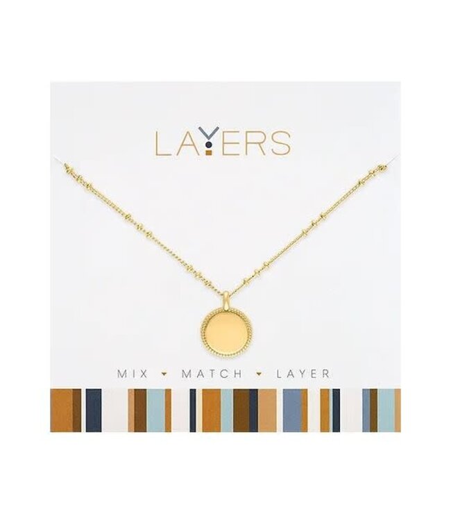 Gold Beaded Coin Layers Necklace
