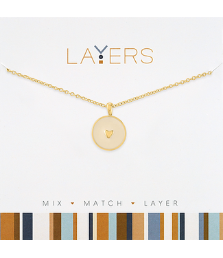 Gold Round Heart Disc Layers Necklace
