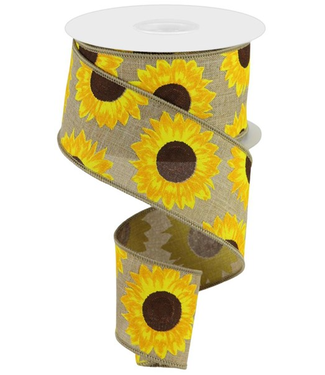 2.5"X10yd Sunflower On Royal Ribbon