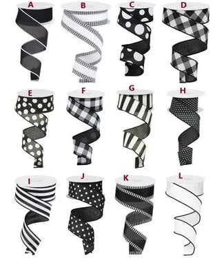 1.5" x 10yd Black/White Ribbon