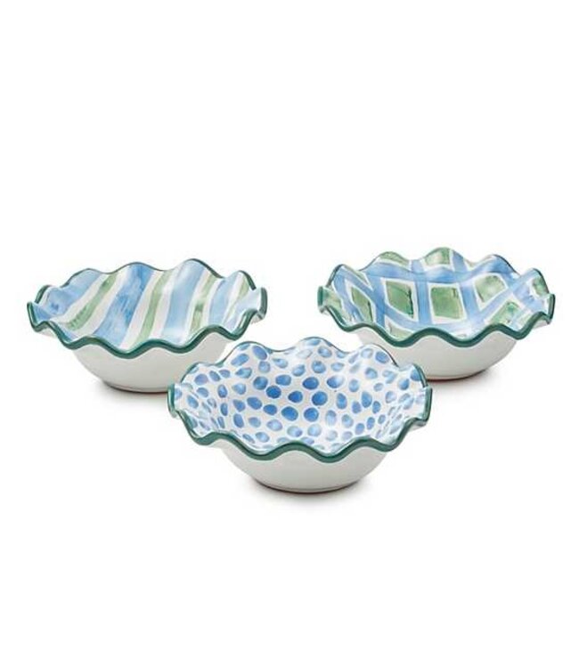 MACKENZIE CHILDS Pencil & Paper Co. Ceramic Fluted Berry Bowls