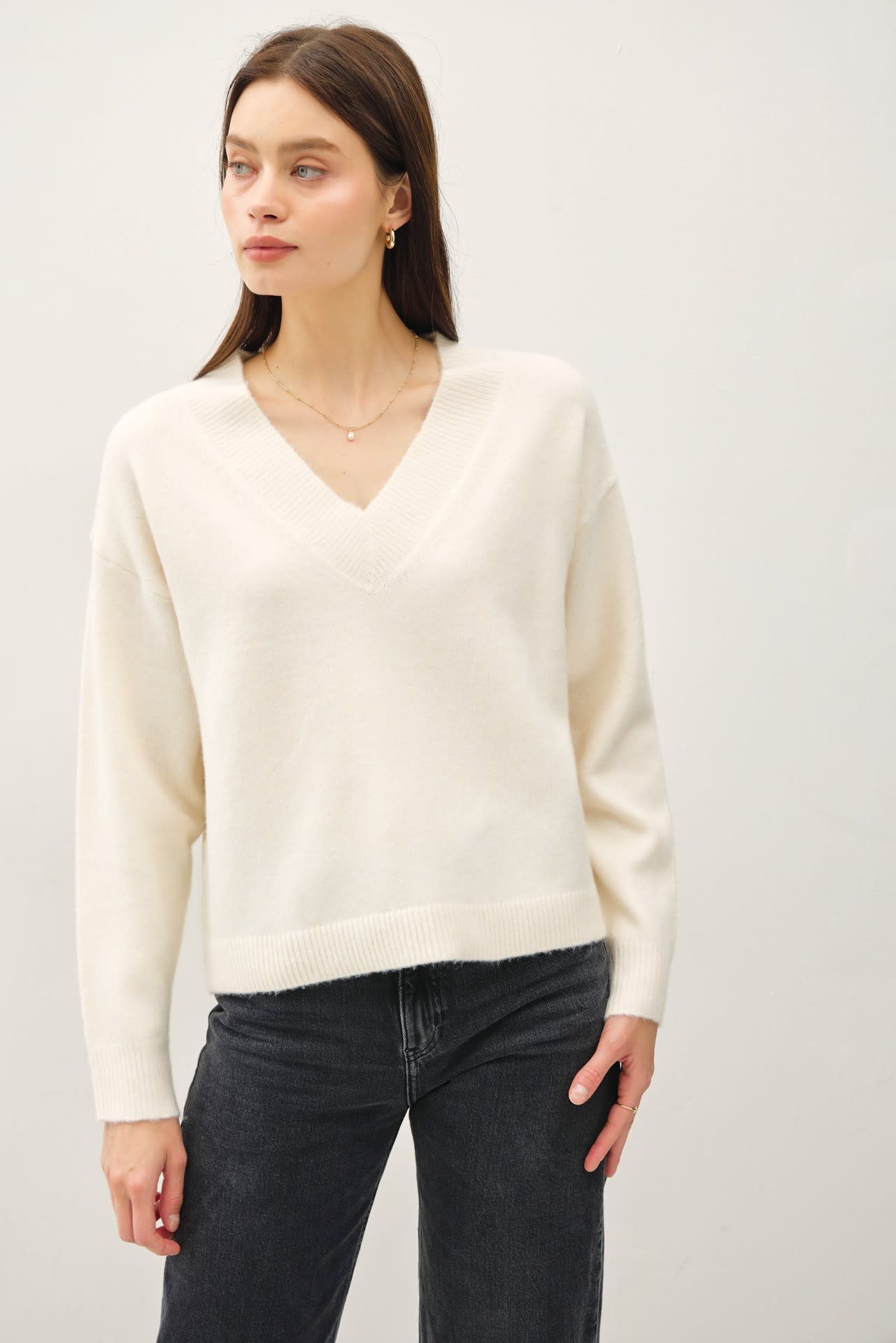 Boxy v neck sweater new arrivals