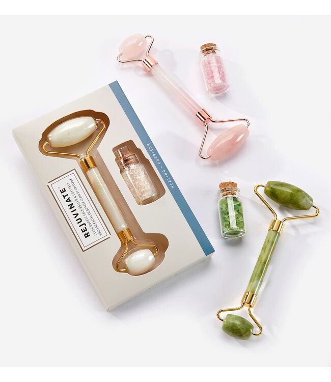Gemstone Face Roller & Crystals Set