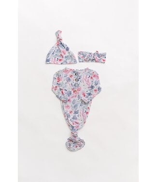 Newborn Knotted Baby Gown Headband & Hat Set