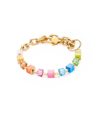 COEUR DE LION Cube Fusion Charm Gold-Rainbow Bracelet