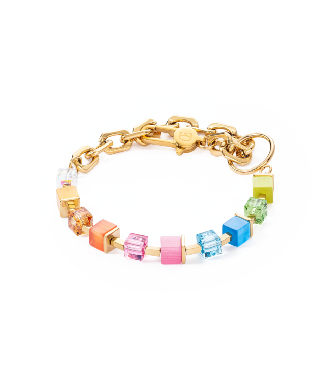 COEUR DE LION Cube Fusion Charm Gold-Rainbow Bracelet