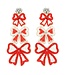 Game Day Striped Bow Ribbon Beaded Earrings