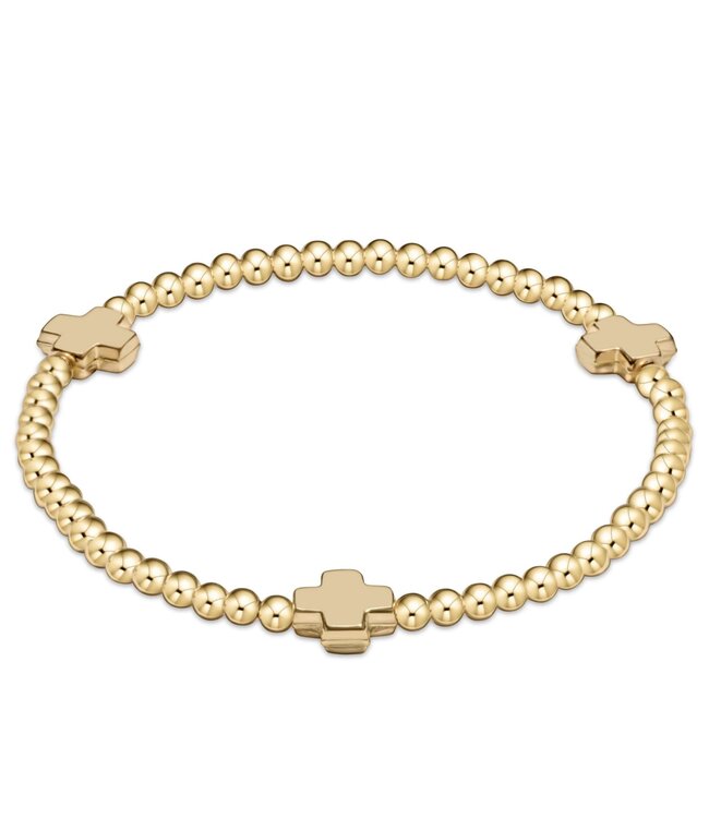 ENEWTON Signature Cross Gold Pattern 3MM Bead Bracelet