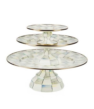 MACKENZIE CHILDS Sterling Check Enamel Pedestal Platter