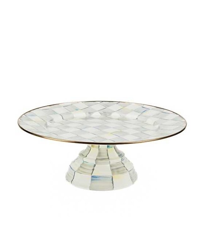MACKENZIE CHILDS Sterling Check Enamel Pedestal Platter