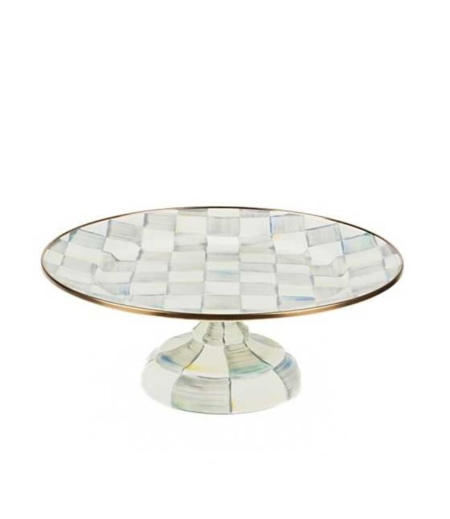 MACKENZIE CHILDS Sterling Check Enamel Pedestal Platter