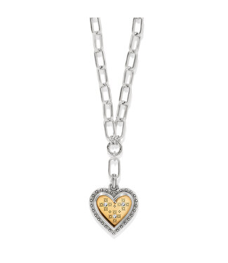 BRIGHTON Mosaic Heart Two Tone Necklace
