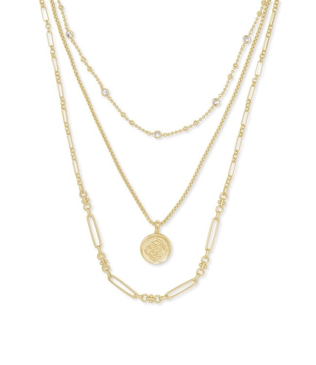 KENDRA SCOTT Medallion Coin Triple Strand Necklace