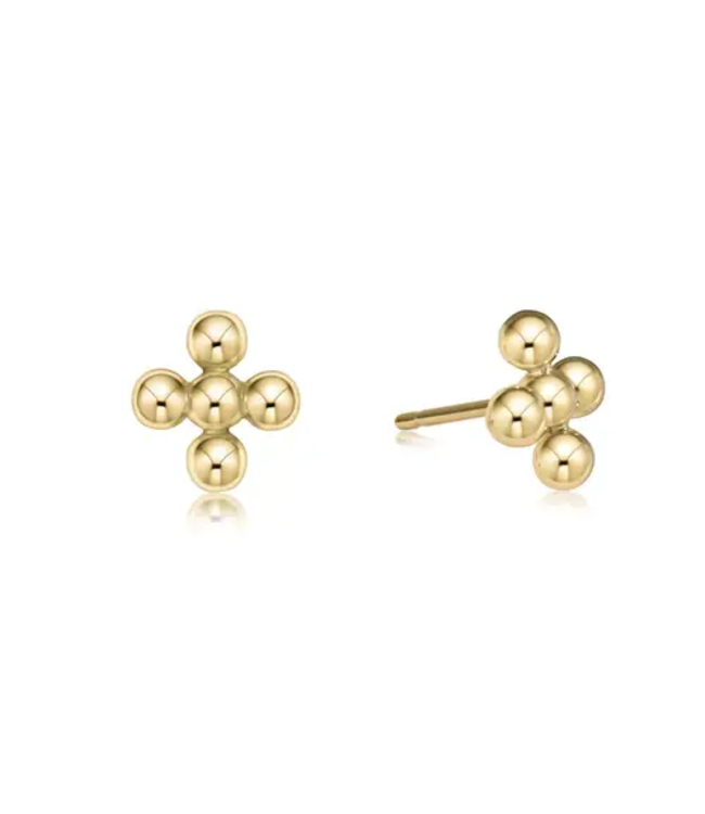 ENEWTON Classic Beaded Signature Cross Stud - 4mm Bead Gold