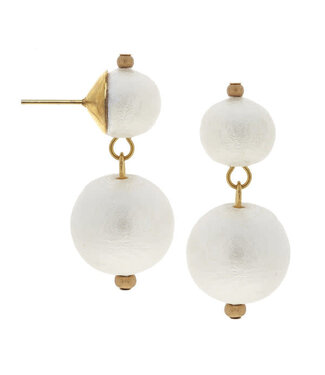 SUSAN SHAW Gold Cab Cotton Pearl Earrings
