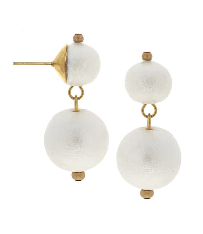 SUSAN SHAW Gold Cab Cotton Pearl Earrings