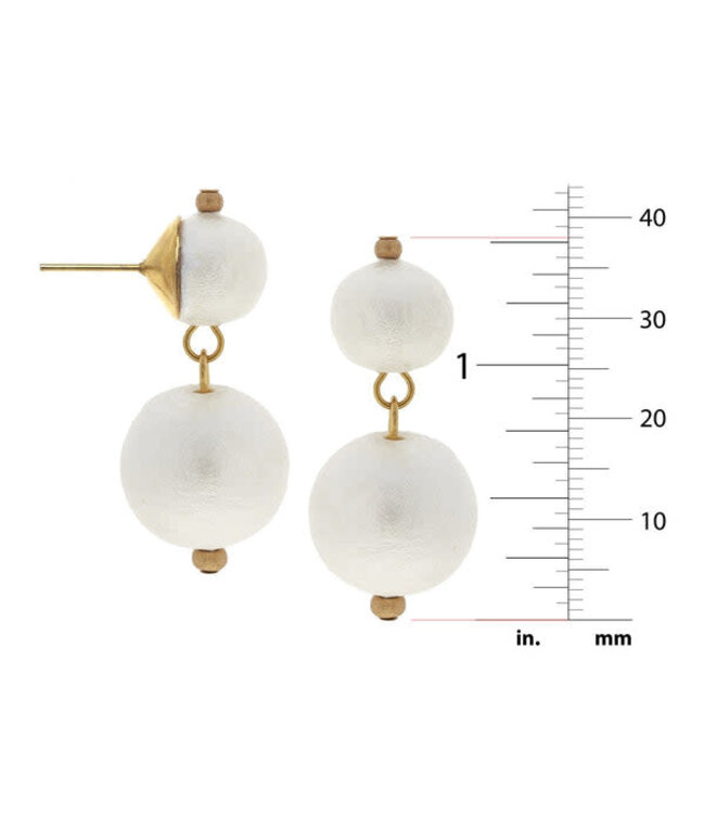 SUSAN SHAW Gold Cab Cotton Pearl Earrings