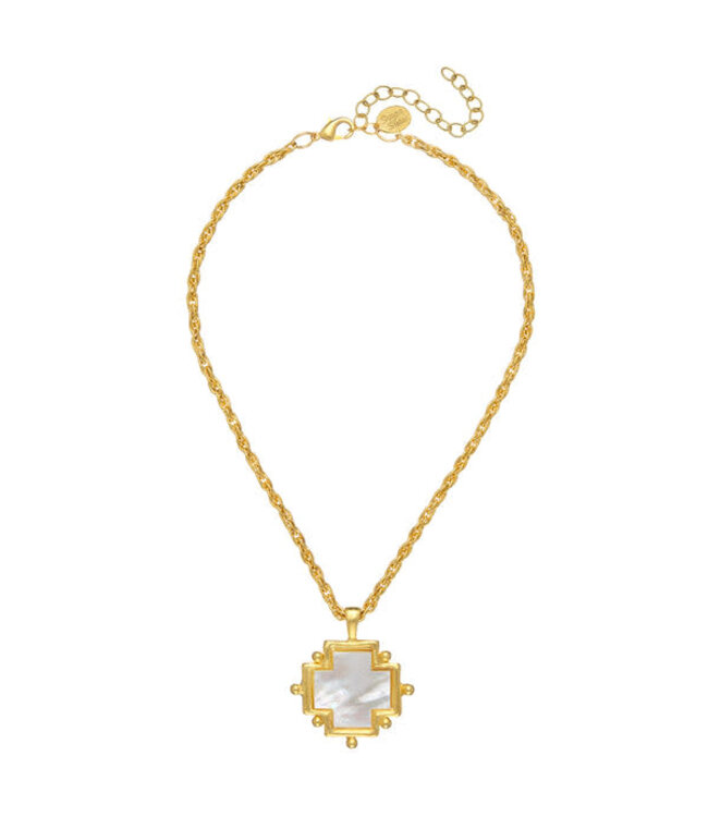 SUSAN SHAW Mother of Pearl Cross Necklace