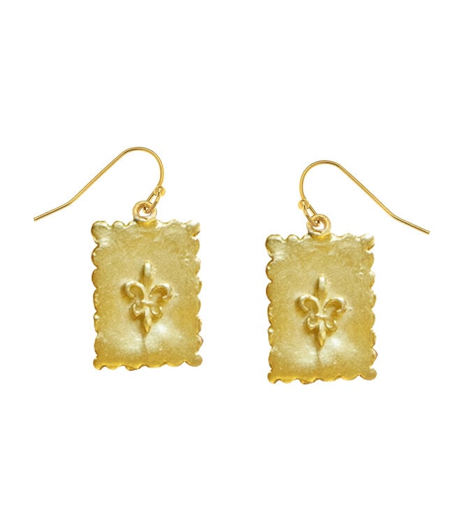 SUSAN SHAW Fleur De Lis Stamp Earrings