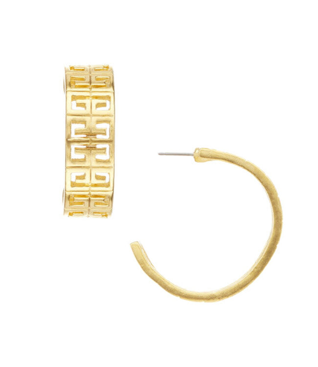SUSAN SHAW Greek Key Hoops
