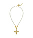 SUSAN SHAW Jerusalem Double Cross Pearl Necklace