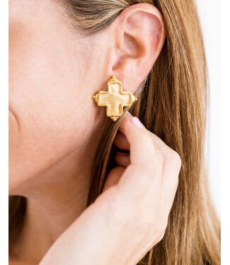SUSAN SHAW Square Cross Studs