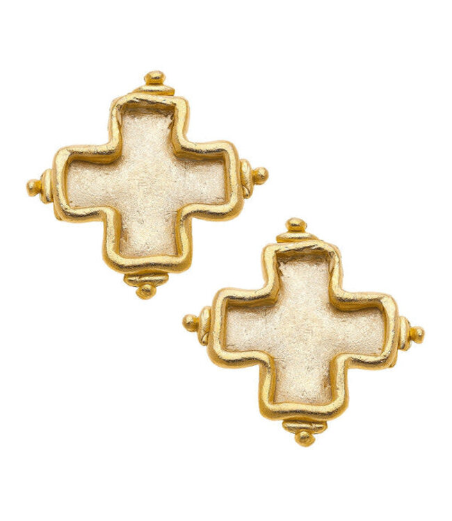 SUSAN SHAW Square Cross Studs