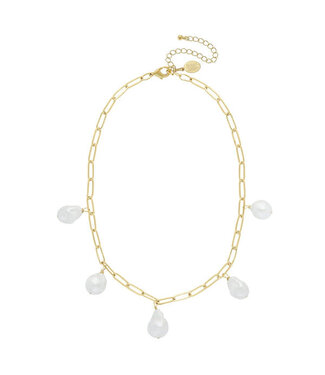 SUSAN SHAW Baroque Pearl Paperclip Necklace