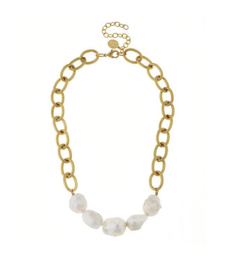 SUSAN SHAW Baroque Pearl Chain Necklace