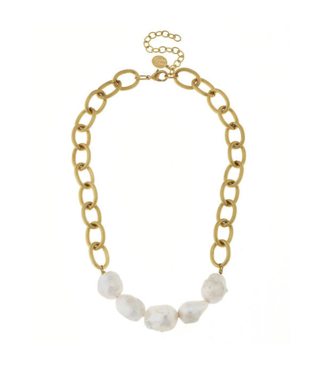 SUSAN SHAW Baroque Pearl Chain Necklace