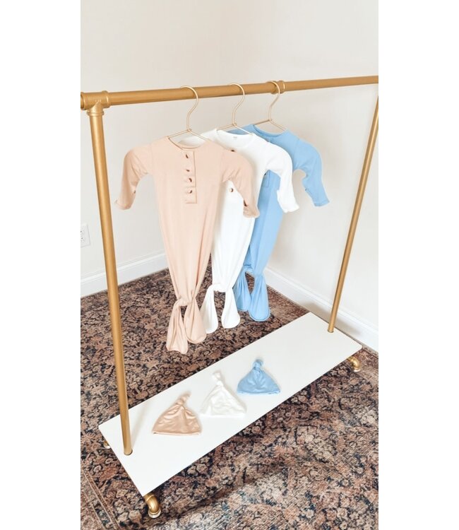 Newborn Knotted Baby Gown and Hat Set