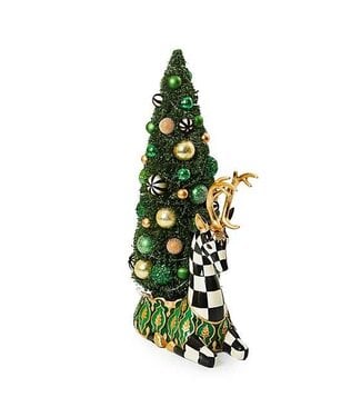 MACKENZIE CHILDS Emerald Luxe Illuminated Deer Bottle Brush Tree
