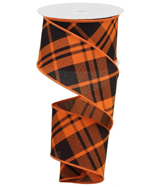 2.5"X10yd Printed Diagonal Plaid Ribbon