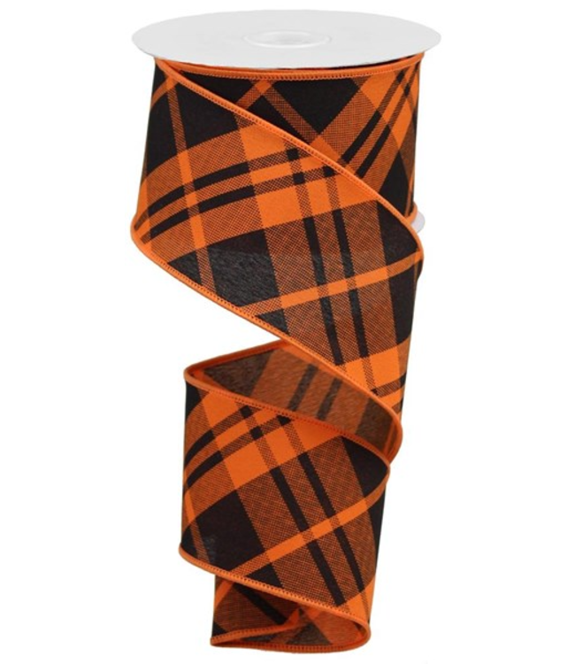 2.5"X10yd Printed Diagonal Plaid Ribbon