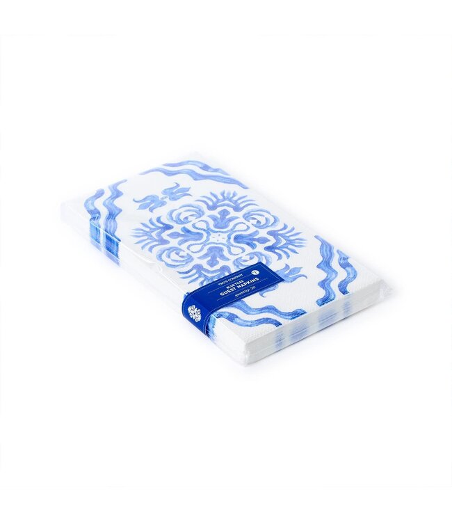 Blue Tile Block Print Guest Towel